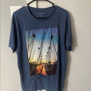 Primark Blue Short Sleeve Tees with Scenic Prints